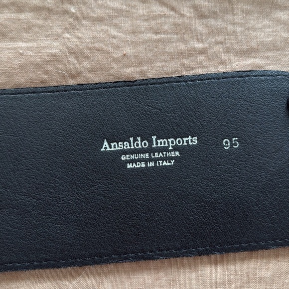 Black Leather Wide Waist Fashion Belt with silver hardware size XS/S - Picture 5 of 6